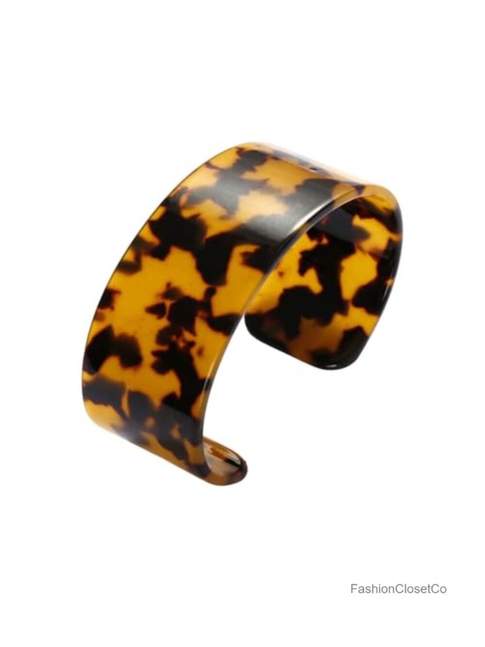 Vintage Acrylic Resin Cuff Bangle Bracelet for Women - Tortoiseshell Leopard